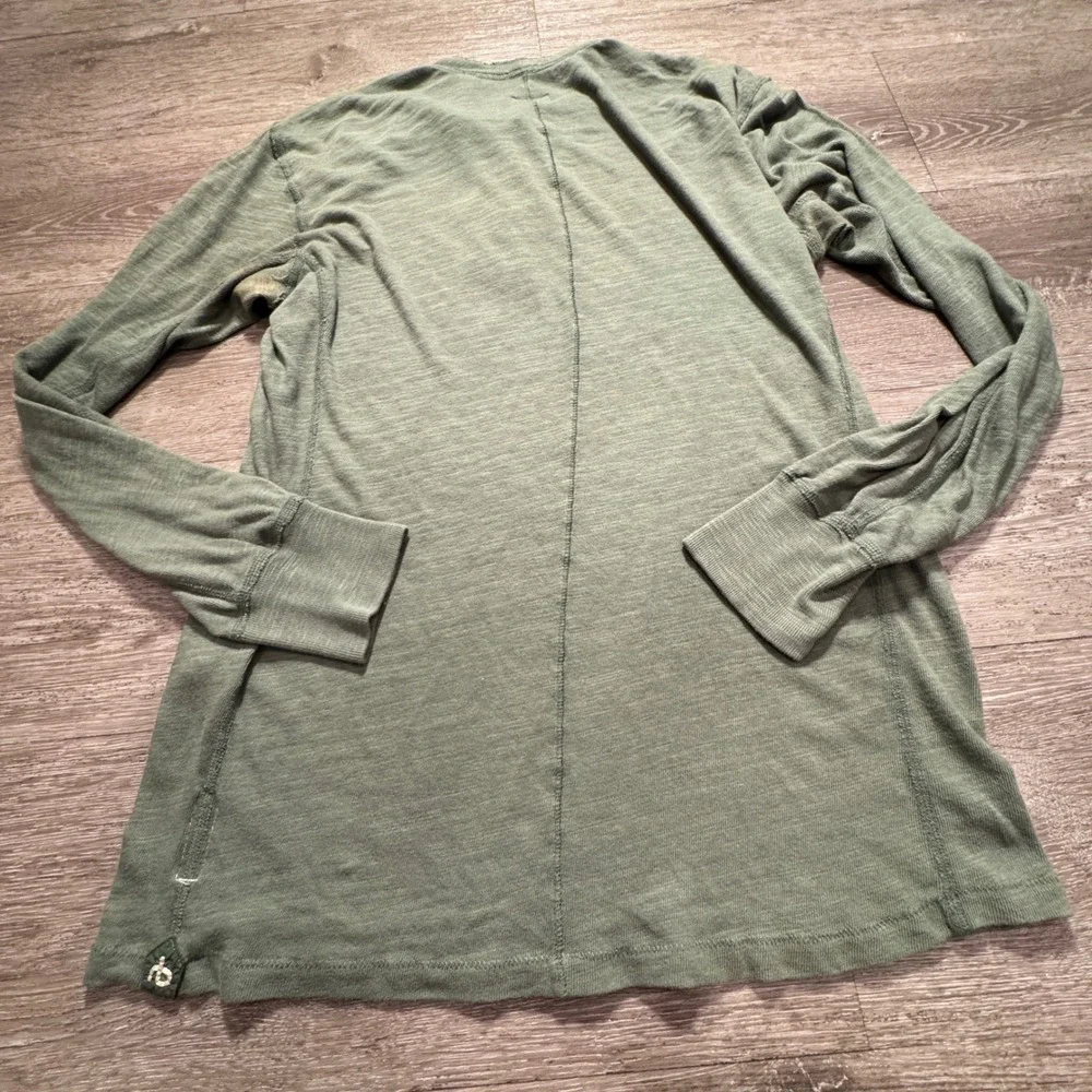 Rag & Bone Henley Shirt Mens M Green Cotton Classic Slub Long Sleeve Lounge